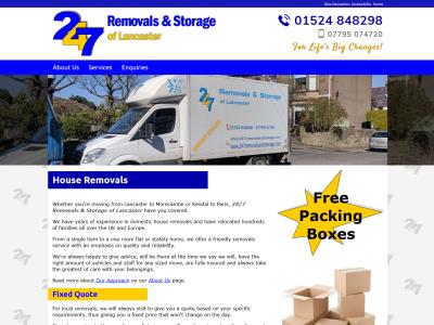 Screenshot - 24/7 Removals & Storage of Lancaster website