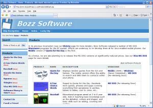 Screenshot - Bozz Software website