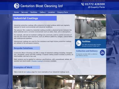 Screenshot - Centurion Blast Cleaning website