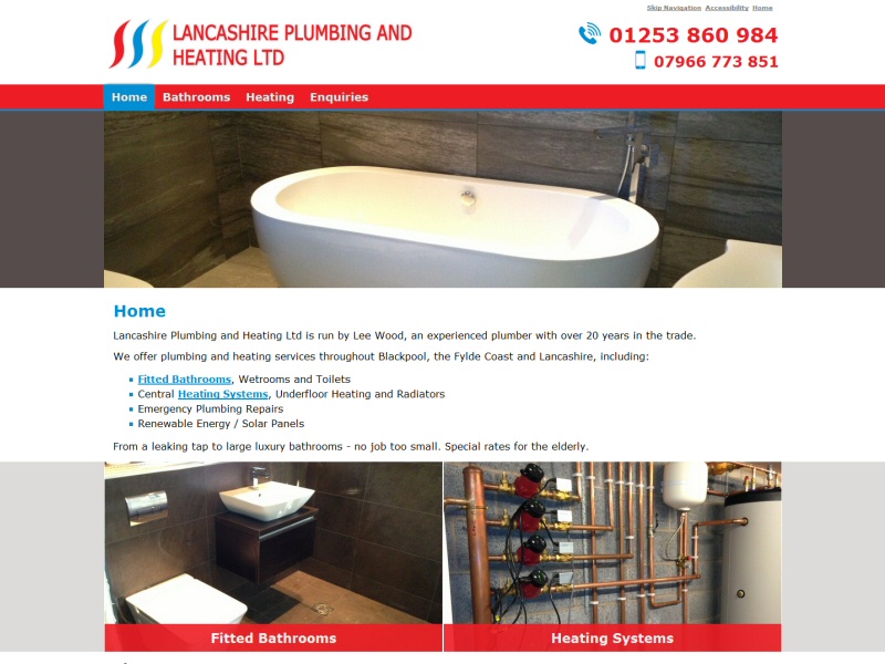 Screenshot - Lancashire Plumbing and Heating Ltd website