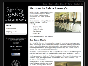 Screenshot - Sylvia Conway Dance Academy website