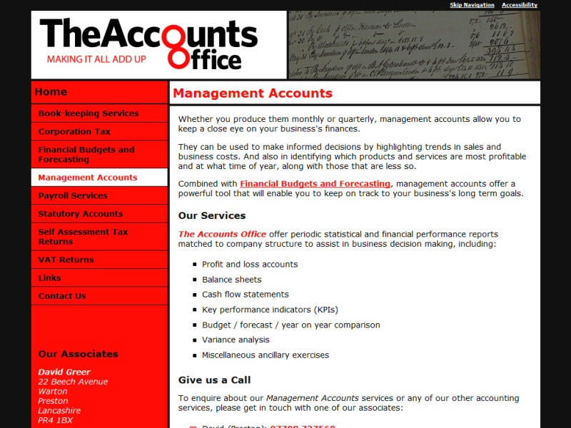 The Accounts Office Website, © EasierThan Website Design