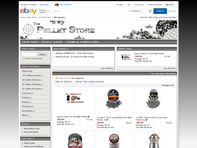 The Pellet Store (eBay Shop) Website, © EasierThan Website Design