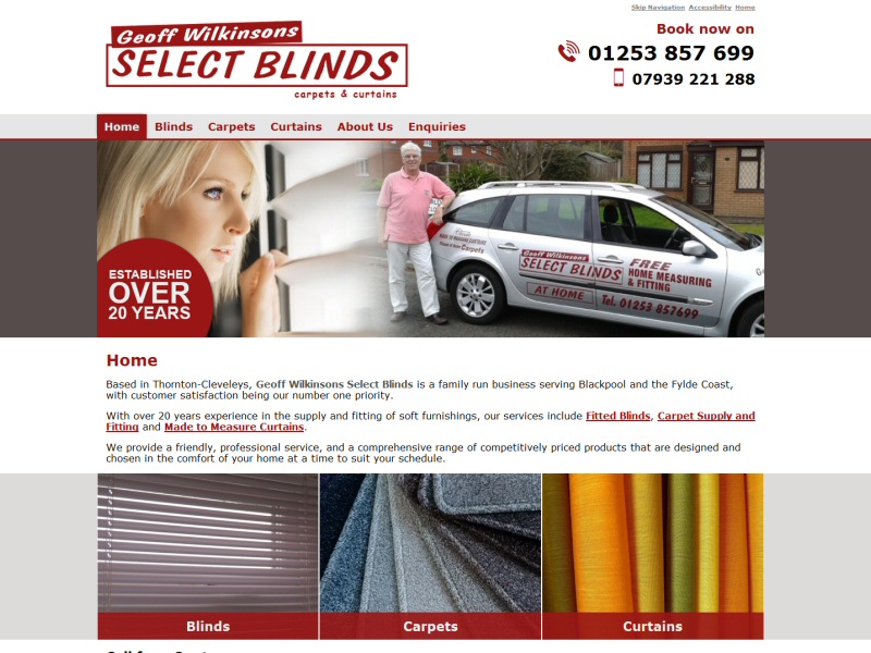 Geoff Wilkinsons Select Blinds Website, © EasierThan Website Design