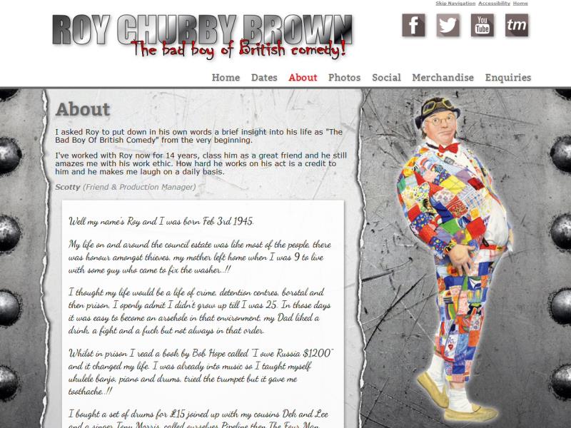 Roy Chubby Brown Website, © EasierThan Website Design