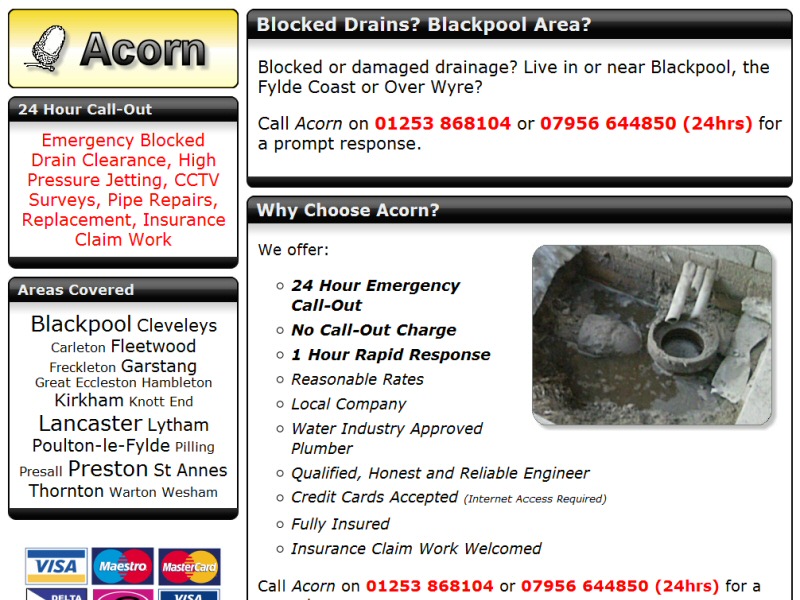 Blocked Drains Blackpool Website, © EasierThan Website Design