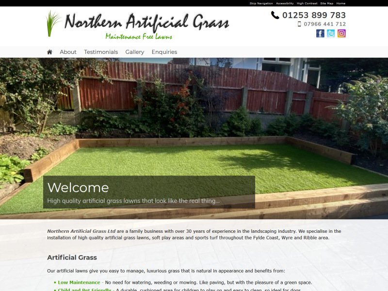 Northern Artificial Grass Website, © EasierThan Website Design