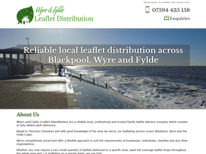 Website design for a new leaflet distribution service on thr Fylde Coast