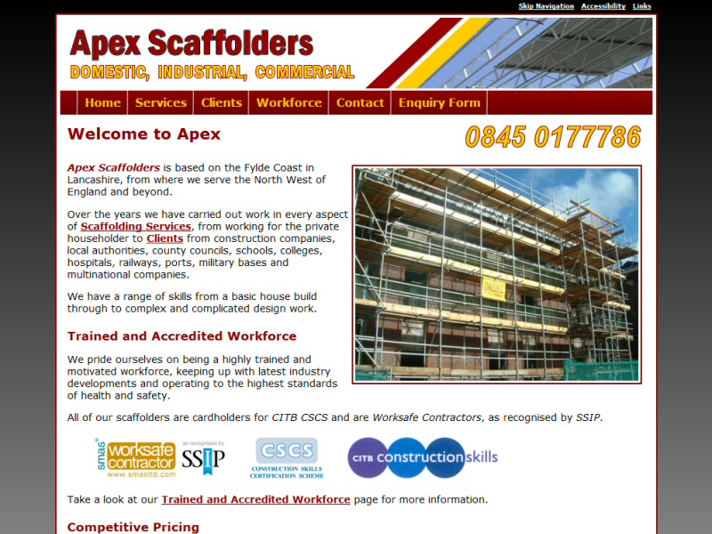 Content rich website created for a scaffolding business in Thornton Cleveleys