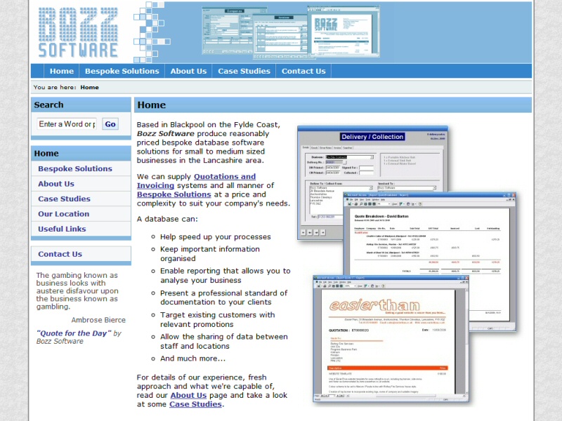 Bozz Software Website, © EasierThan Website Design